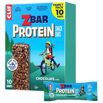 CLIF KID ZBAR - Protein Granola Bars - Chocolate Mint Flavor - Non-GMO - Organic -Lunch Box Snacks (1.27 Ounce Energy Bars, 10 C