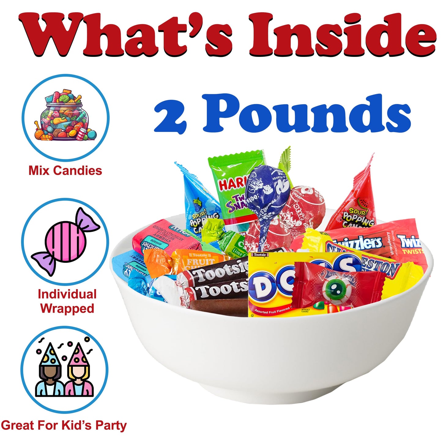 Bulk Candy Assortment Mix  Includes Assorted Individually Wrapped Kids Canndy Variety  Fruit Snacks  Gummy Snakes  Popping Candy and More  Birthday Party Favor Kit Goodie Bag