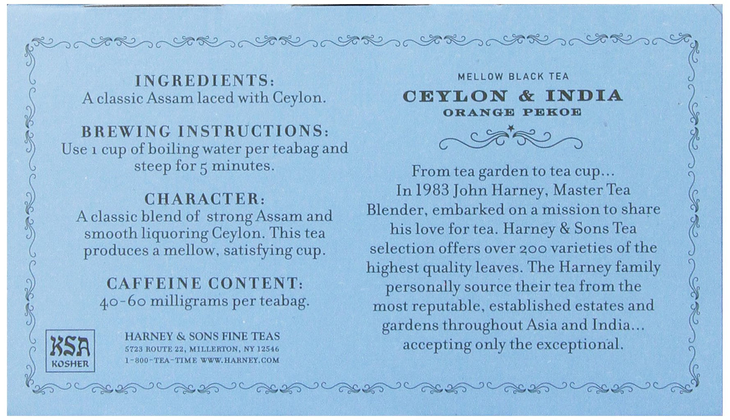 Harney & Sons Orange Pekoe Tea, 50 Count Teabags, Model 16-0066