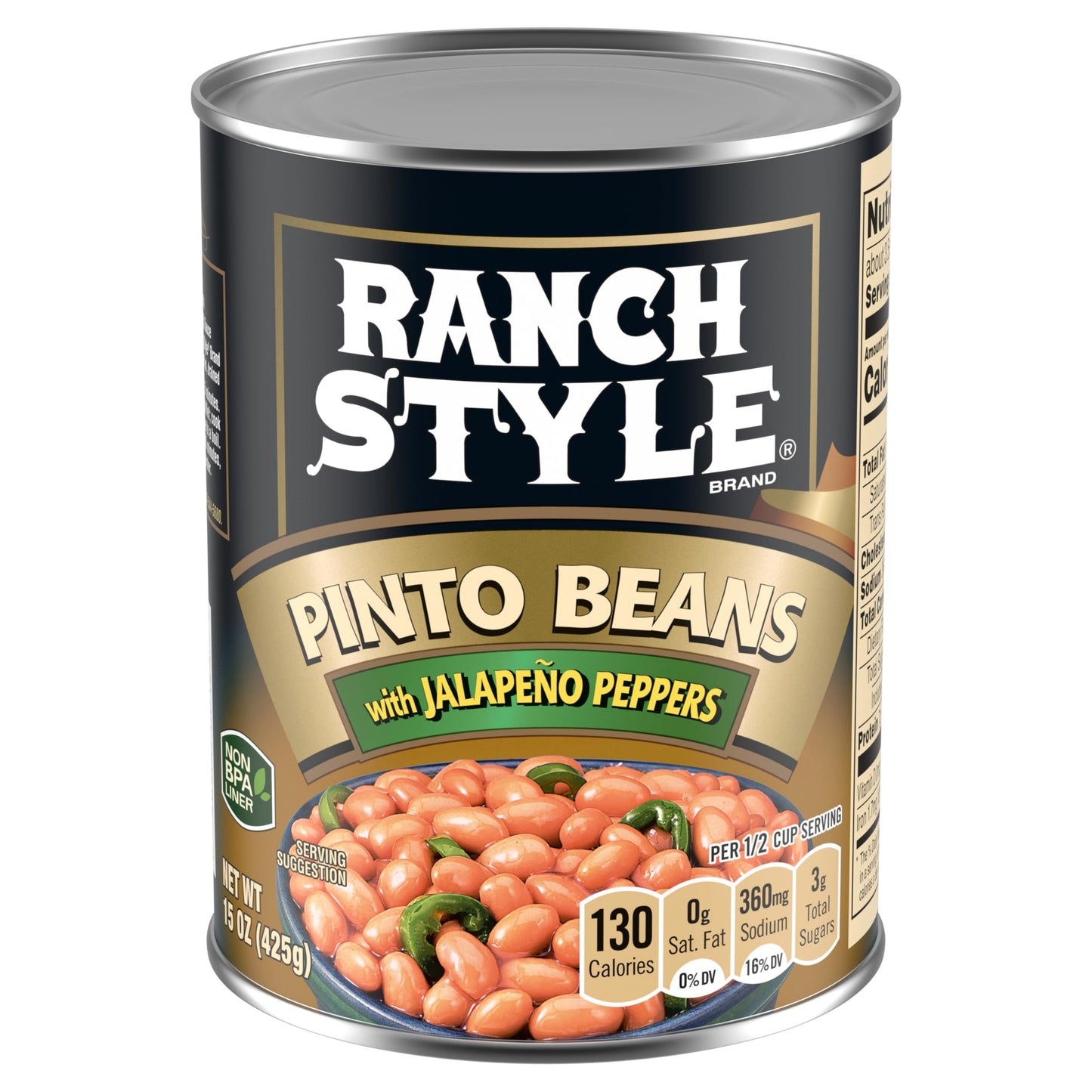 Ranch Style Pinto Beans With Jalapeno Peppers, Canned Beans, 15 Oz
