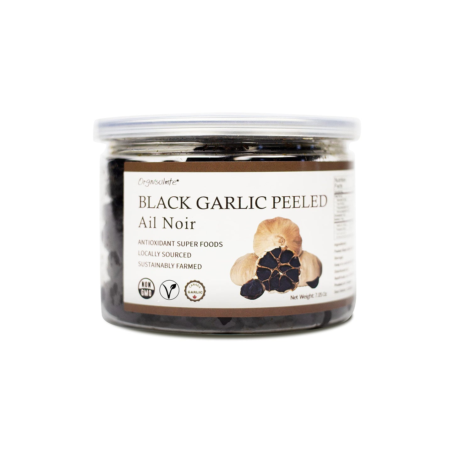 Orgnisulmte Canada Peeled Black Garlic Fermented For 90 Days Peeled Multiple Clove Super Foods, Ready To Eat 7.05 Oz