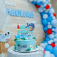 Gyufise 1Pc Summer Happy Birthday Cake Topper Blue Glitter Summer Pool Swimming Surfing Cake Decoration For Summer Holiday Beach
