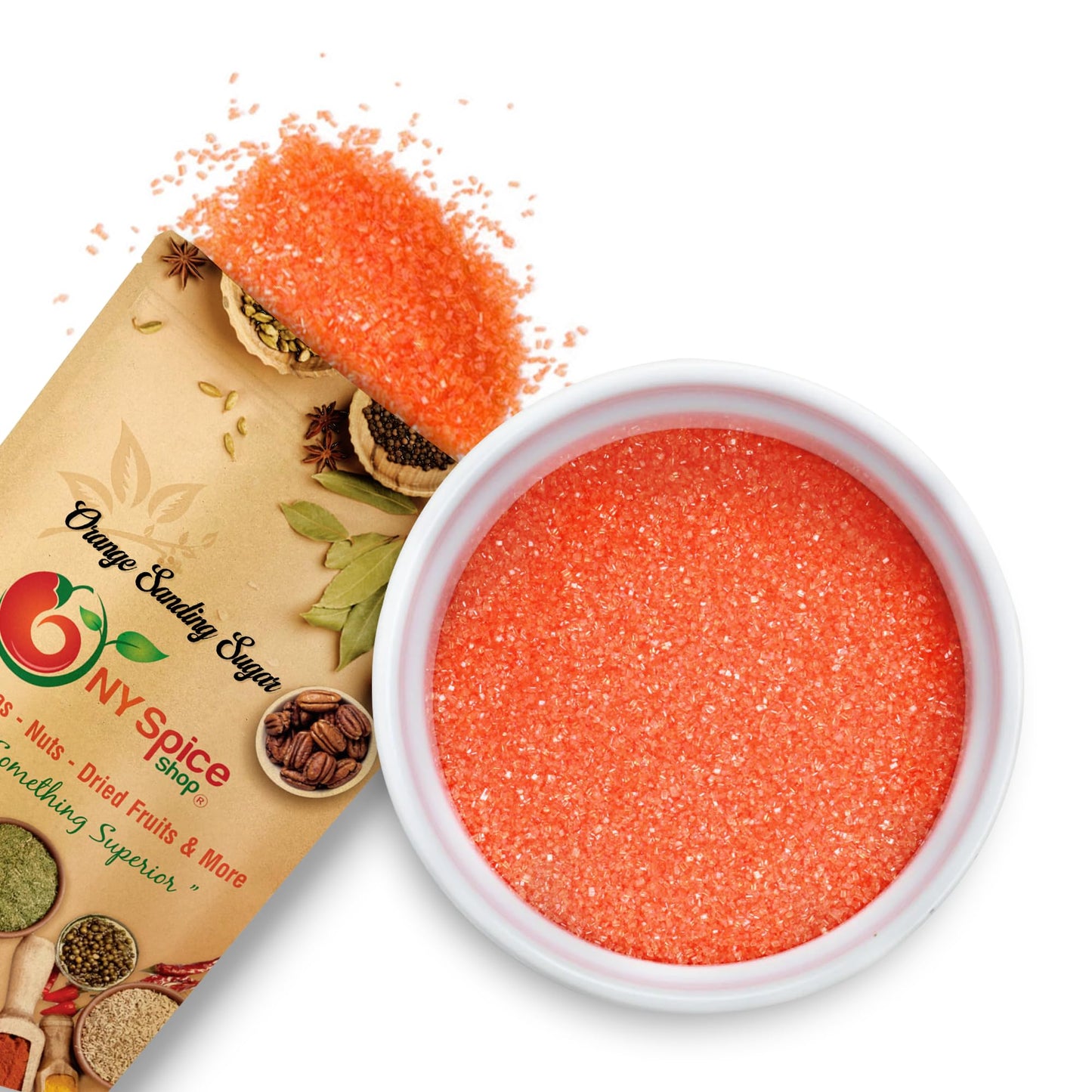NY Spice Shop Orange Sanding Sugar for Memorial Day - 8 Ounce Sweet Colorful Edible Sprinkles For Candy Dish - Chocolate Sprinkl