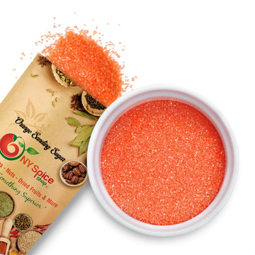 NY Spice Shop Orange Sanding Sugar for Memorial Day - 8 Ounce Sweet Colorful Edible Sprinkles For Candy Dish - Chocolate Sprinkl