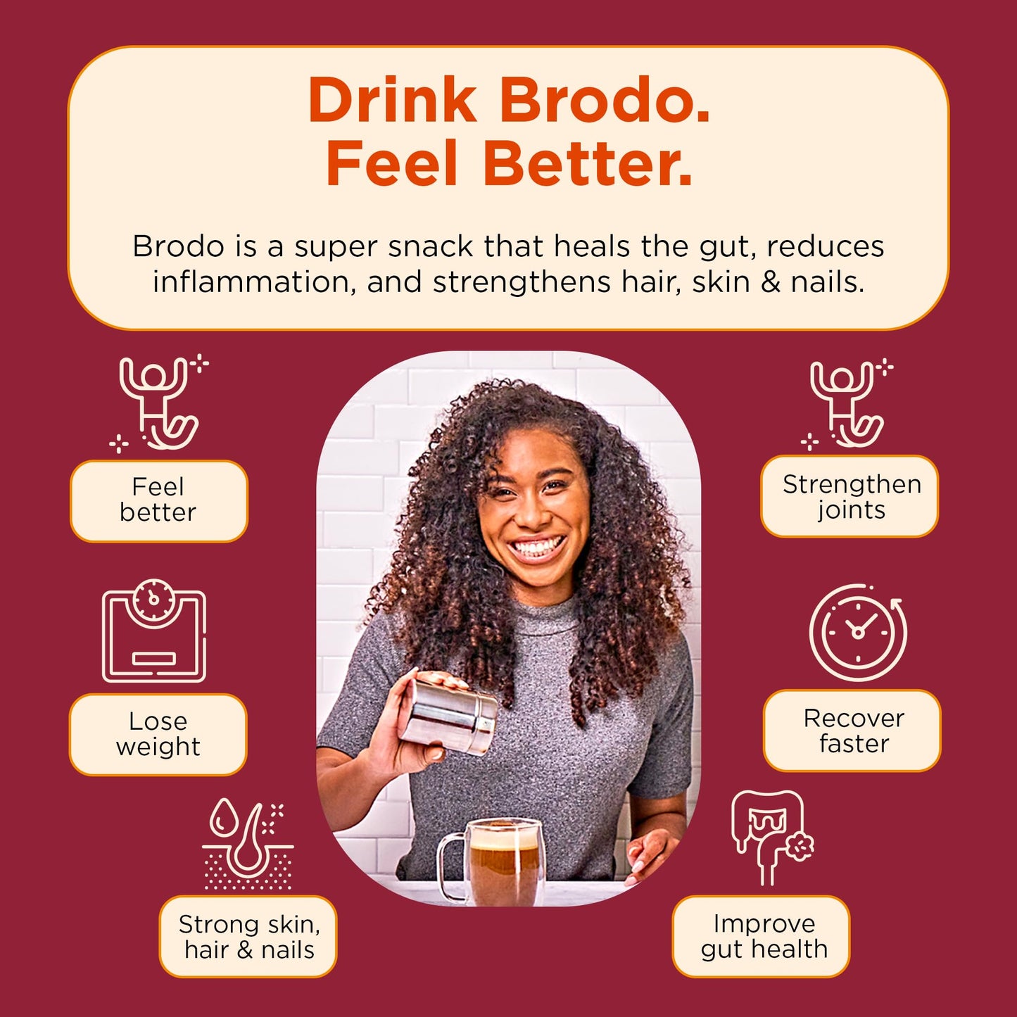 Brodo Spicy Nonna Roasted Garlic & Chili Chicken Bone Broth, Nutrient Dense, Chef Crafted, 6x8.3oz Pouches, No Preservatives