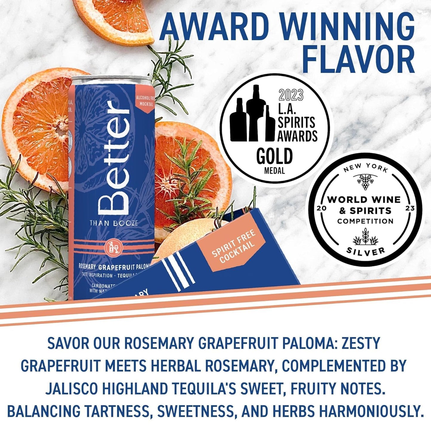 Better Than Booze Non-  ic Mocktail Drinks | Rosemary G fruit Flavor | 12 Pack Case