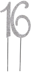 Hatcher Lee Bling Crystal 16 Birthday Cake Topper - Best Keepsake | 16Th Party Decorations Silver