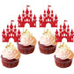 ZHUOWEISM 24 PCS Princess Castle Cupcake Toppers Glitter Red Birthday Party Decorations for Girls Baby Shower