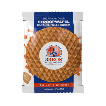 3Bros Stroopwafels  Dutch Caramel-Filled Waffle Cookies  Individually Wrapped  10 Count  Soft Toasted Outside With Buttery Caramel Filling  Made in USA in Our Family Bakery