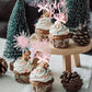 24 Pcs Snowflake Oh Baby Cupcake Toppers With Bow Glitter Winter Frozen Baby Feet Snowflake Cupcake Picks For Winter Wonderland