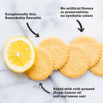 Deweys Bakery Meyer Lemon Moravian Cookie Thins | Baked In Small Batches | Real, Simple Ingredients | Time-Honored Southern Bake