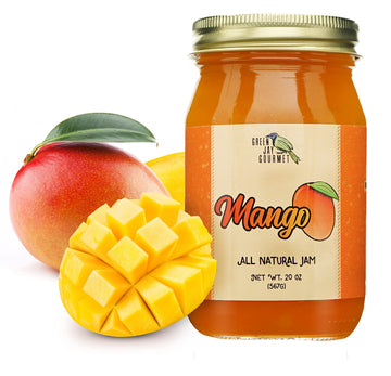 Green Jay Gourmet Mango Jam - All-Natural Vegan Fruit Jam - 20 Ounces - Gluten-Free, No Preservatives, Made in USA