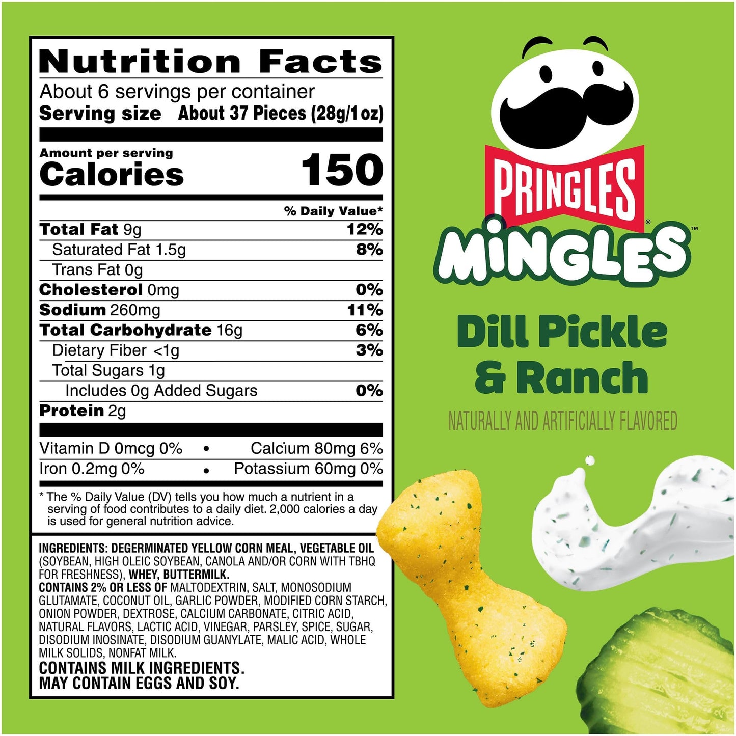Pringles Mingles Puffed Snacks, Dill Pickle and Ranch, Salty Snacks (6 Bags)