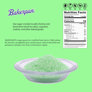 Bakerpan Sugar Sprinkles For Baking - 7 Ounce Mint Green Decorating Sugar Crystals For Cookies, Cake Pops, Ice Cream (Made In Us