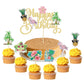 Gyufise 25Pcs Tropical Luau Cupcake Toppers With Happy Birthday Flamingo Cake Topper Palm Tree Flamingo Pineapple Aloha Cupcake