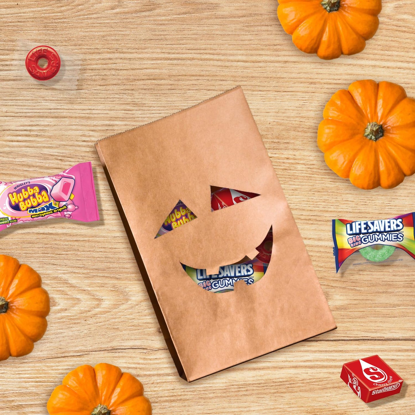 Starburst, Life Savers, Hubba Bubba & Life Savers Gummies Halloween Candy Assortment, 95 Ct Bulk Bag