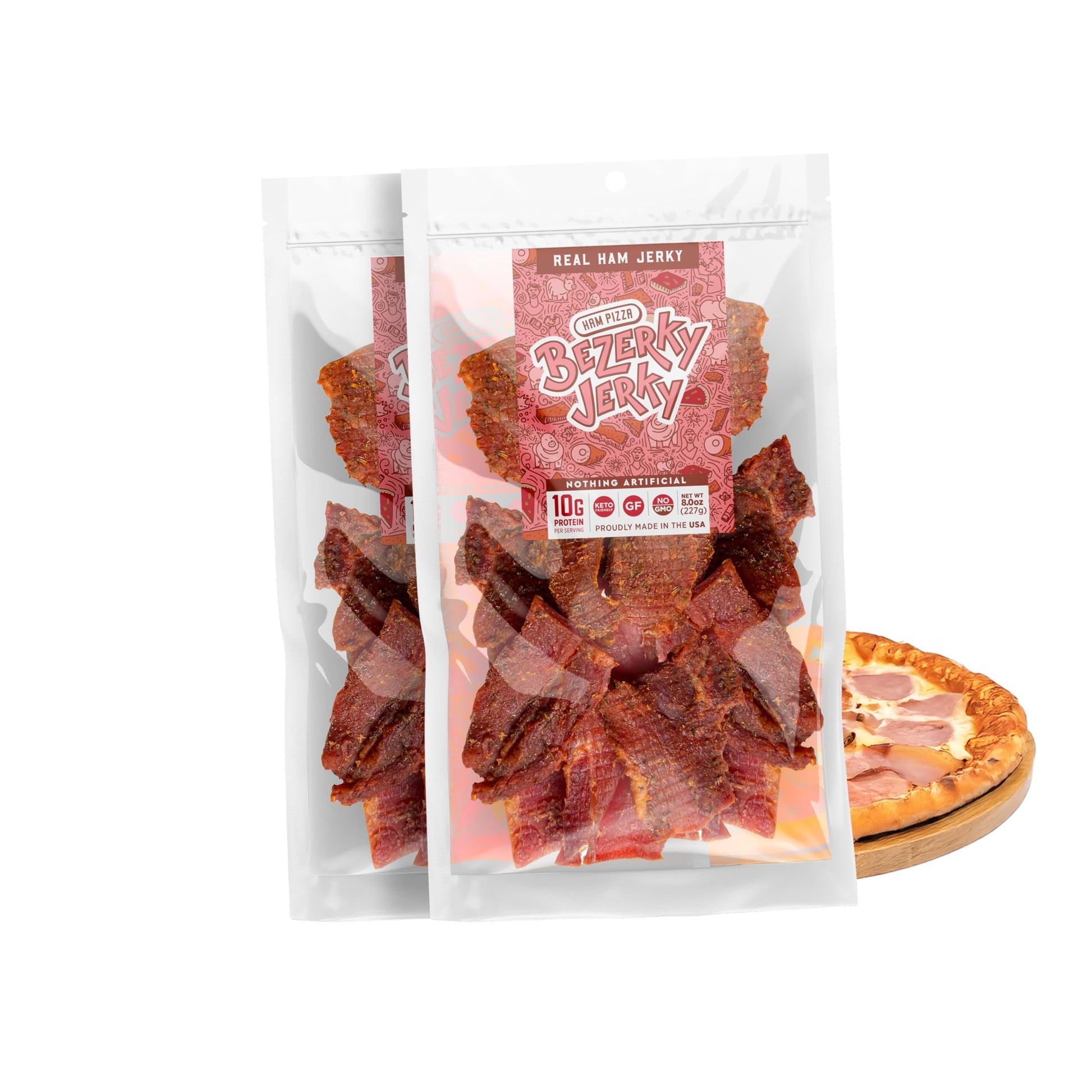 Bezerky Jerky Premium Ham Jerky | Low Fat High Protein | 16 Ounce Pack