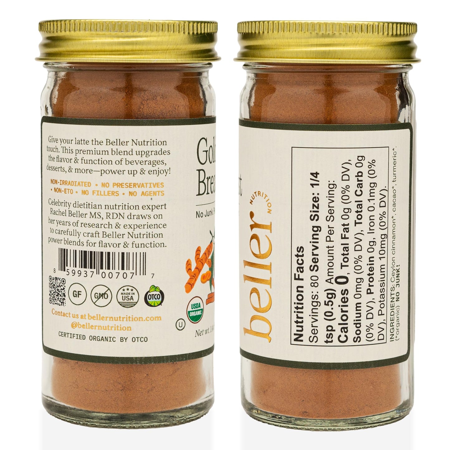 GOLDEN BREAKFAST | 1.4 oz | Organic Spice Blend Seasoning | Rachel Beller Nutrition Power Spicing