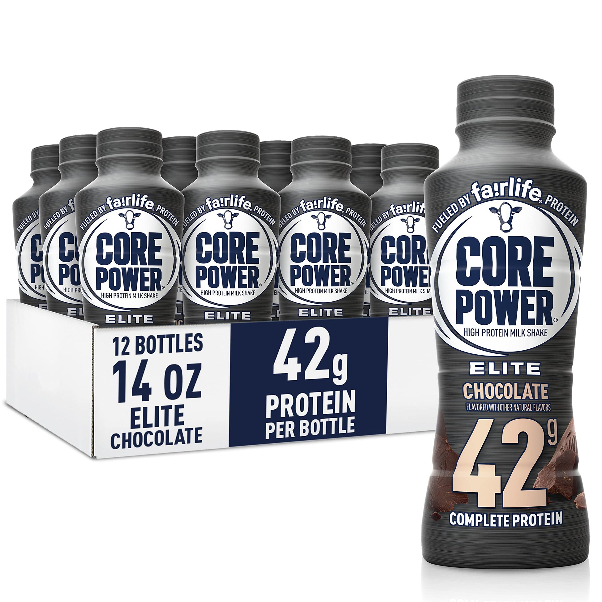 Core Power Elite High Protein Shake, 42g, 14 Fl Oz Bottle, Chocolate, 12 Pack