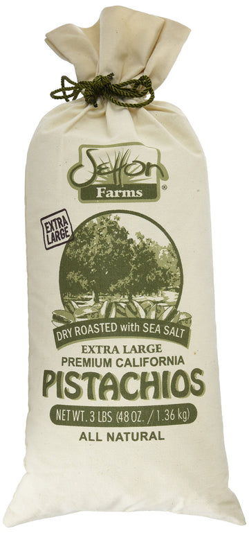 Setton Farms Extra Large Dry Roasted & Salted Pistachios, 48 oz In Shell, Non-GMO, Gluten Free, Vegan, Kosher - 3lb Burlap Gift Bag