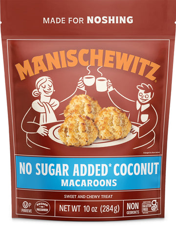 Manischewitz Sugar Free Coconut Macaroons,10 oz | Resealable Bag | Dairy Free | Gluten Free Coconut Cookie | Kosher for Passover