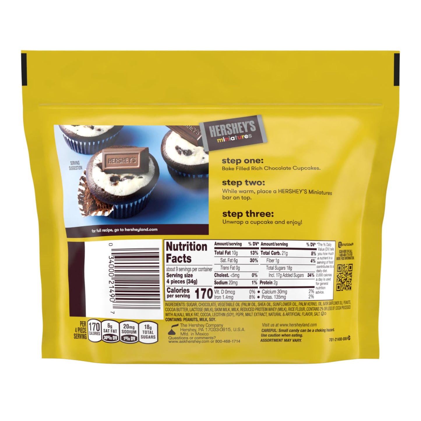 Hersheys Miniatures Assorted Milk And Dark Chocolate Snack Size Easter Candy Bars Share Pack 10.4 Oz