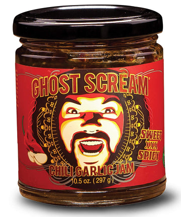 Ghost Scream Hot Sauce - Chili Garlic Jam    (Sweet, Spicy & Smoky) - This Award Winning Recipe (from a World Renowned Chef) Com