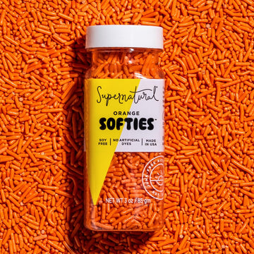 Orange Softies, Natural Sprinkles by Supernatural, Made in USA, Dye-Free, Soy Free, Gluten Free, Vegan, 3oz