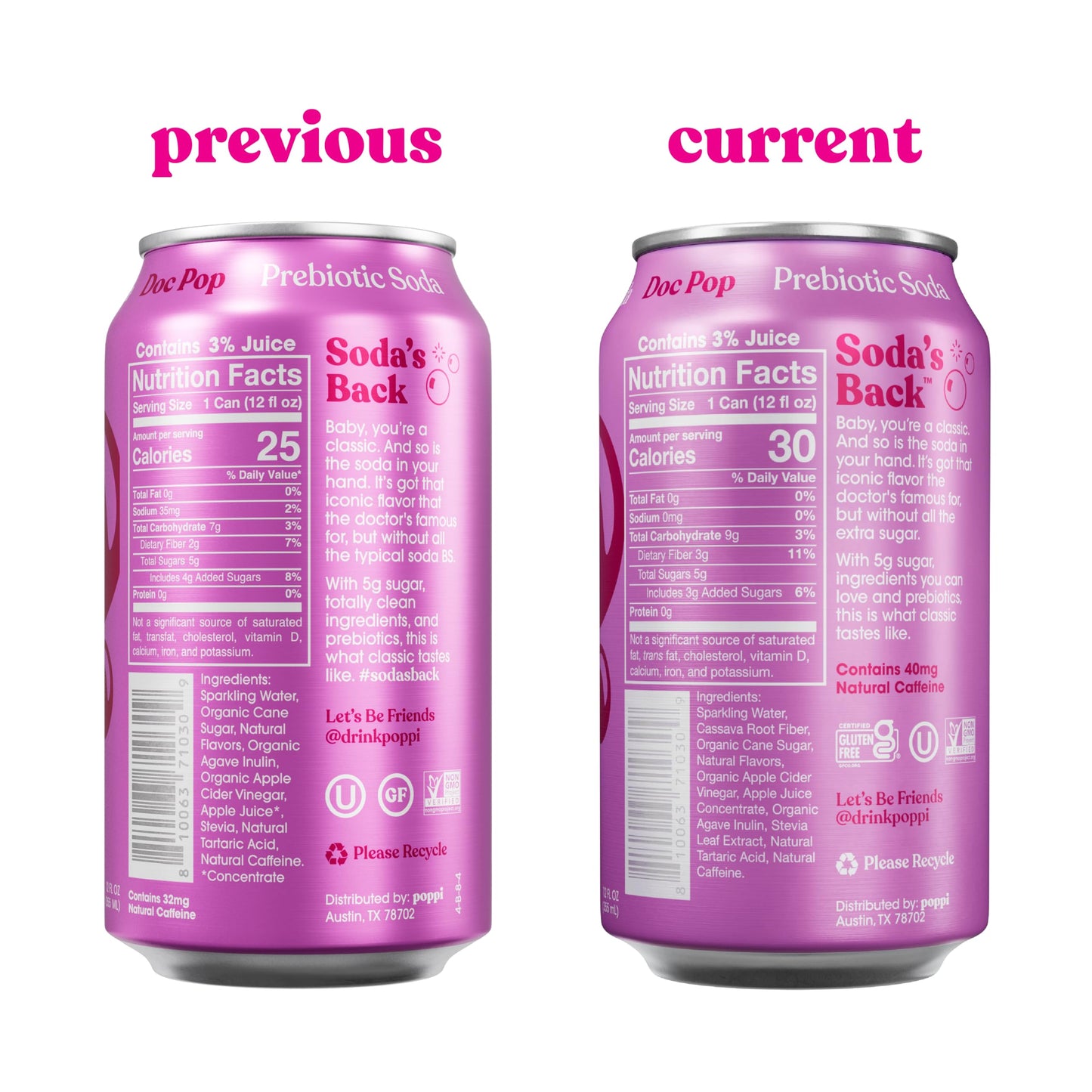 poppi Sparkling Prebiotic Soda, Doc Pop Flavor, 12 Fl Oz (Pack of 12), with Apple Cider Vinegar and Fruit Juice