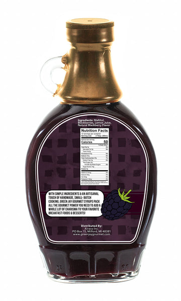 Green Jay Gourmet Sugar Free Blackberry Syrup - No Sugar Premium Breakfast Syrup With Fresh Blackberries & Lemon Juice - All-Nat