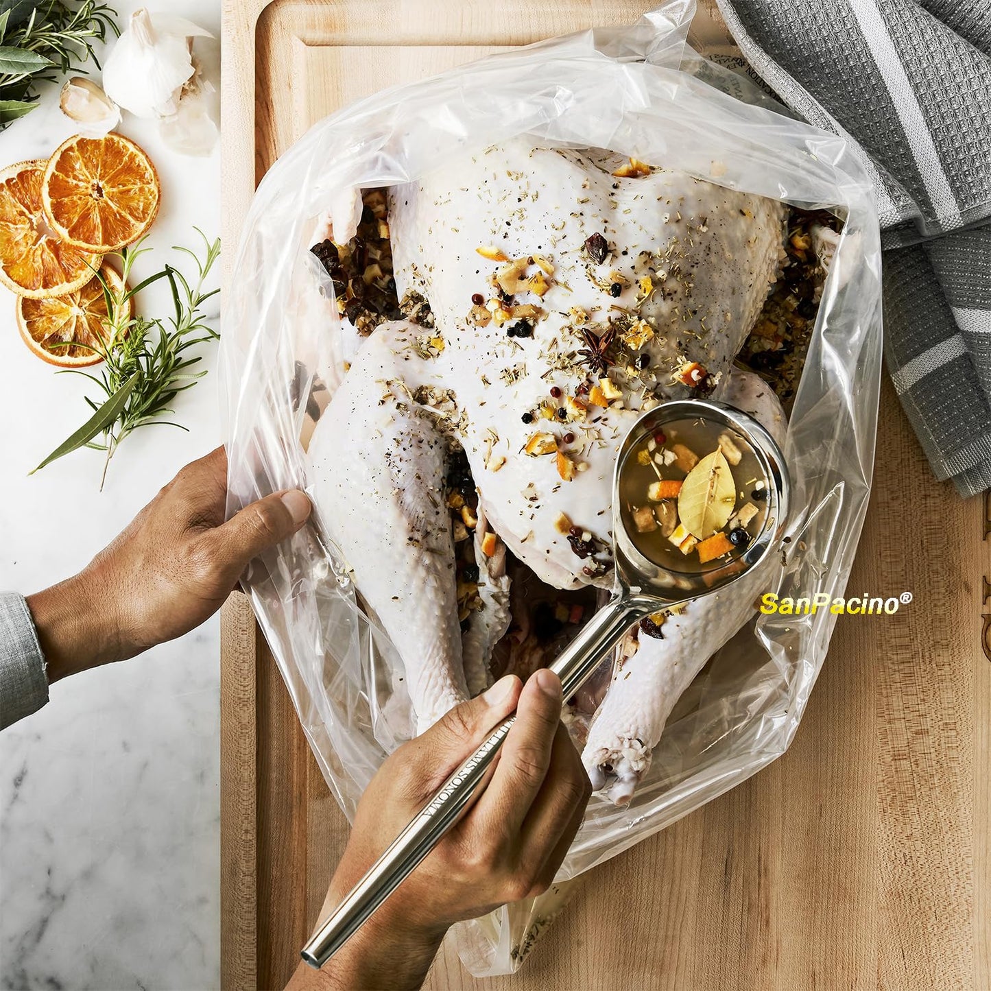 Sanpacino Brine Bag,12 Pack 4Mil 20''X30'',Turkey Brine Bag With 50Lb Wet Load Capacity,Brining Bags For Turkey Food Grade Bpa F