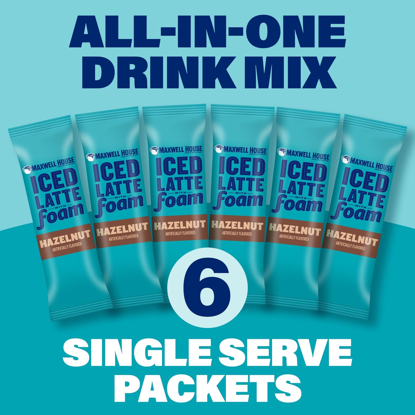 Maxwell House Iced Hazelnut Latte With Foam All In One Drink Mix, 5.82 Oz, 6 Packets
