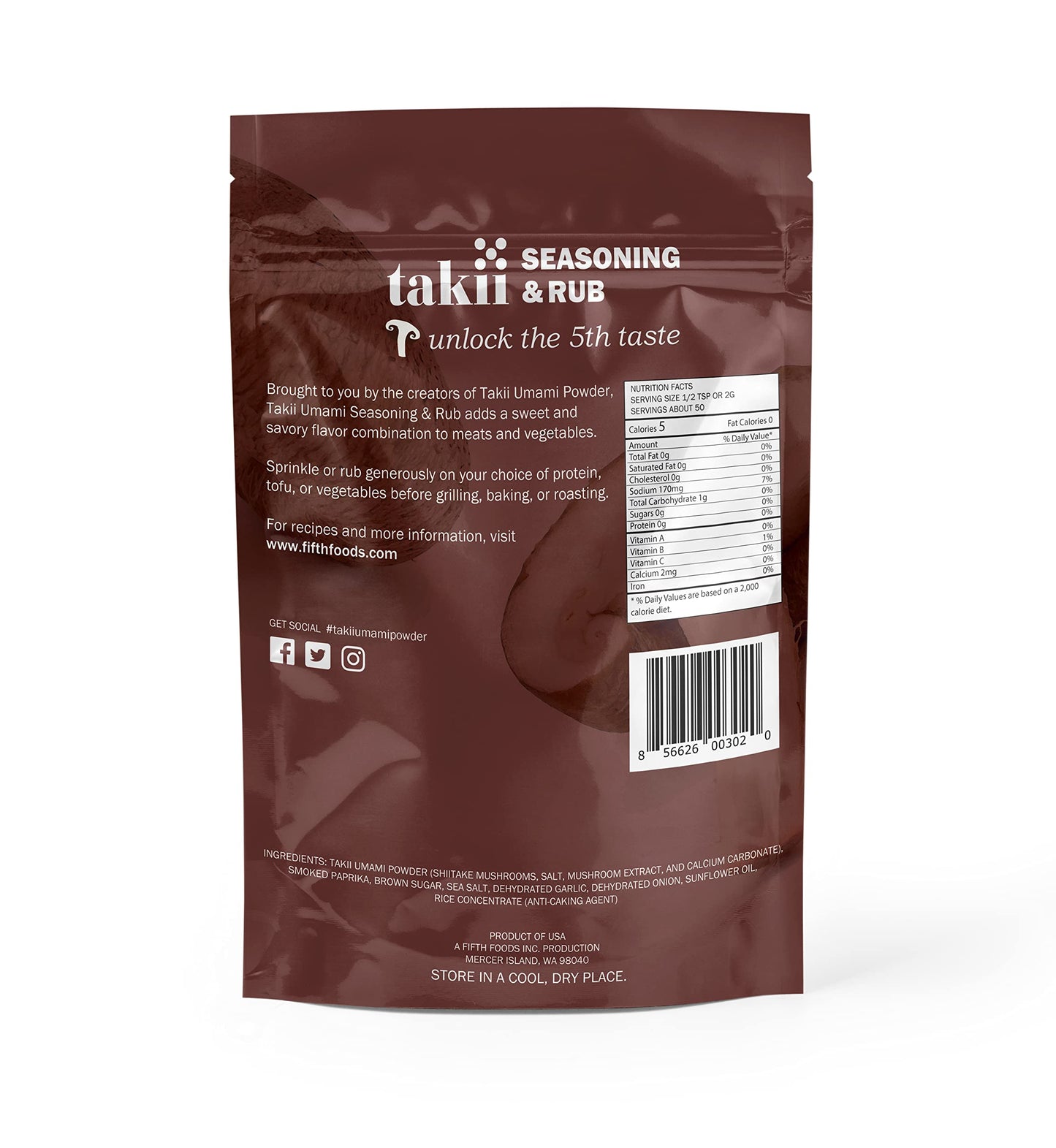 Takii Umami Seasoning & Rub, Shiitake Mushroom Flavor, 3.5 Ounce Pack