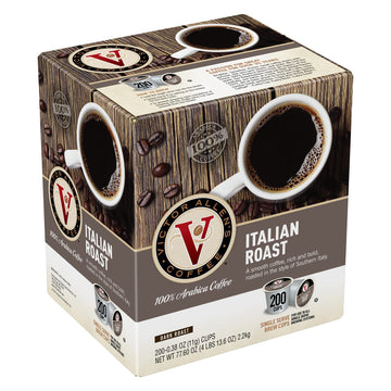 Victor Allen Coffee Italian Roast Dark Roast 200 Count Single Serve Pods for Keurig K-Cup Brewers