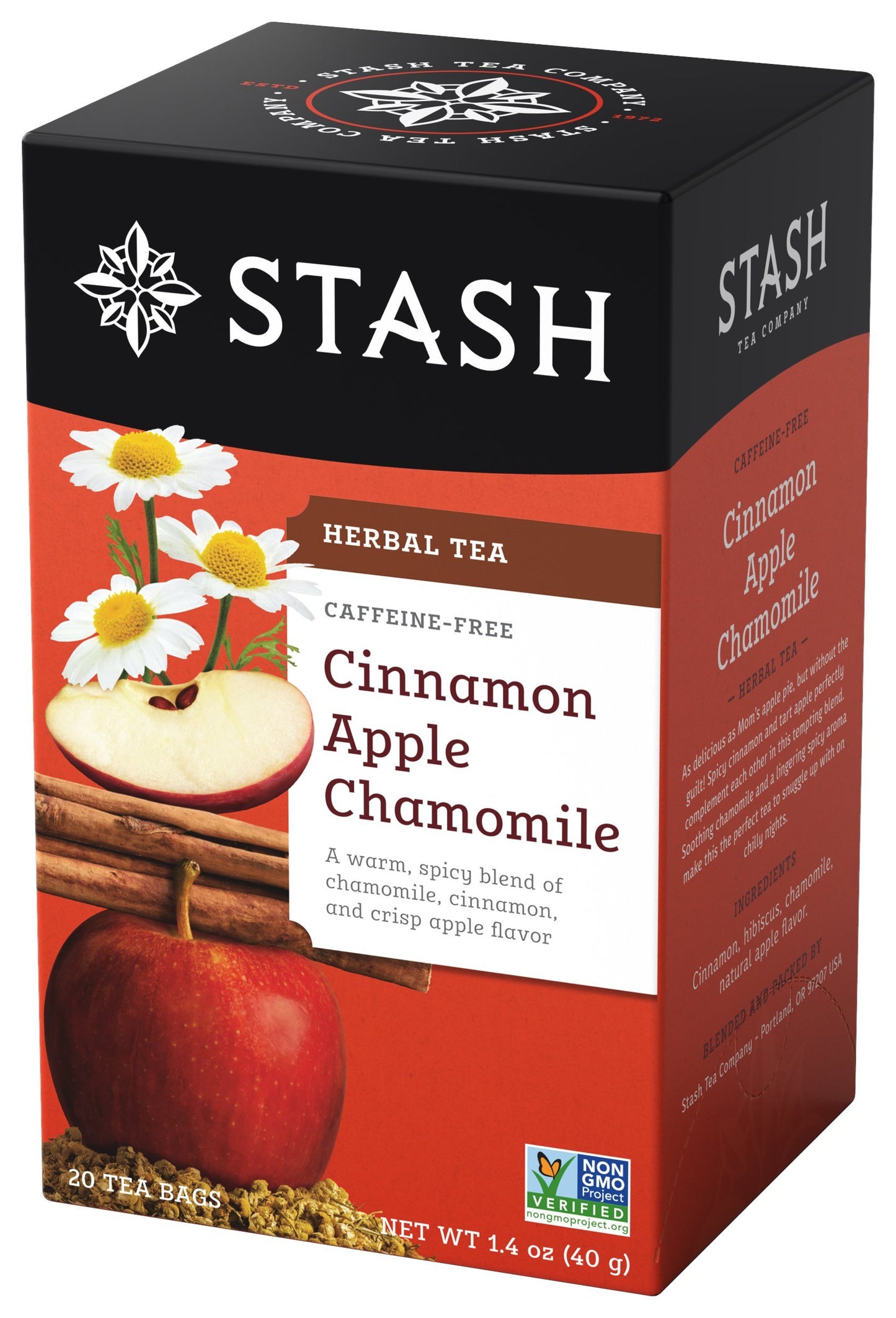 Stash Tea Cinnamon Apple Chamomile Herbal Tea - Caffeine Free, Non-GMO, 20 Count (Pack of 6) - 120 Bags Total