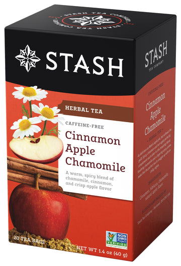 Stash Tea Cinnamon Apple Chamomile Herbal Tea - Caffeine Free, Non-GMO, 20 Count (Pack of 6) - 120 Bags Total
