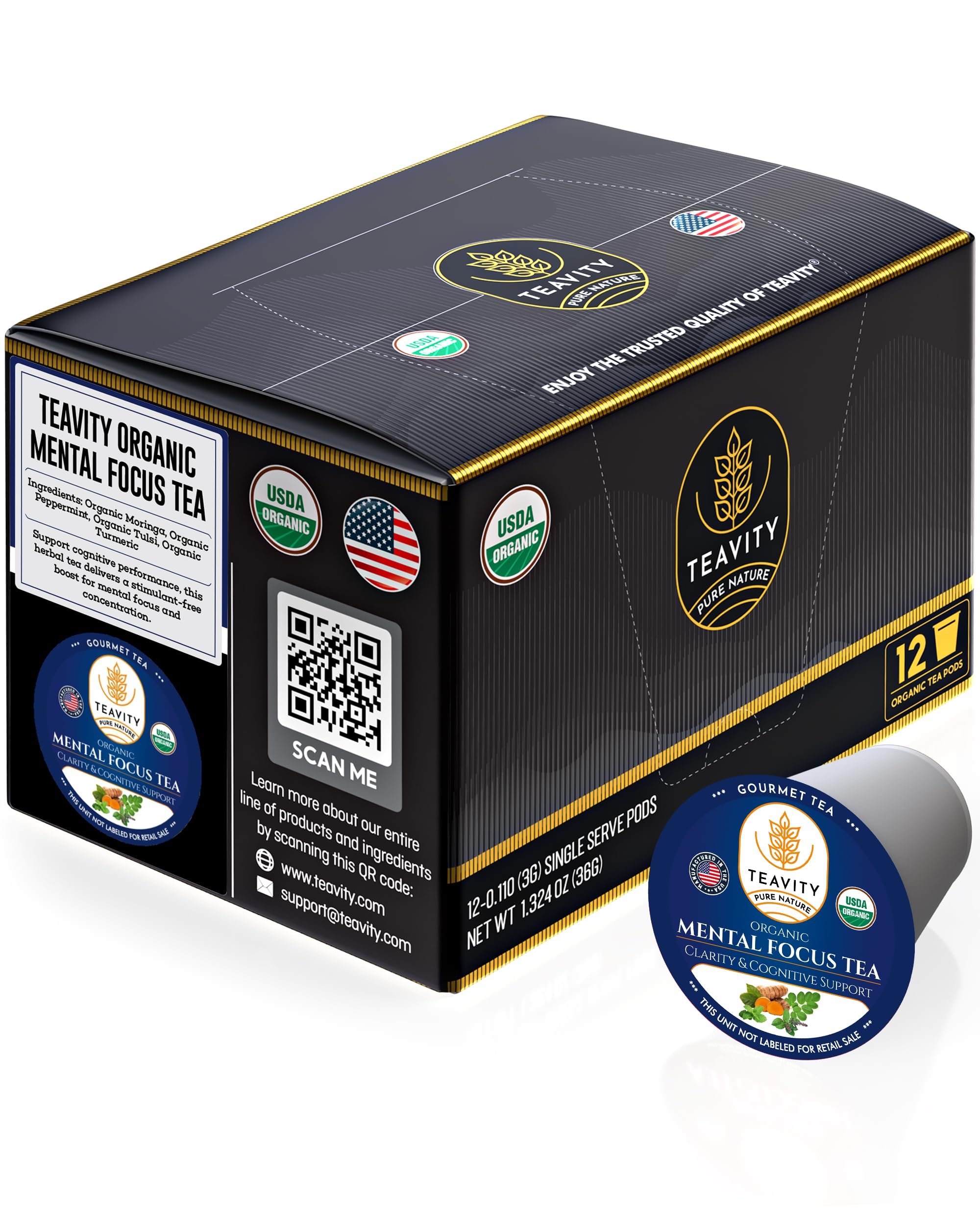 Tumeric Pod Organic Tea Pods With Moringa, Pepeppermint, Holy Basil & Turmeric - N ...