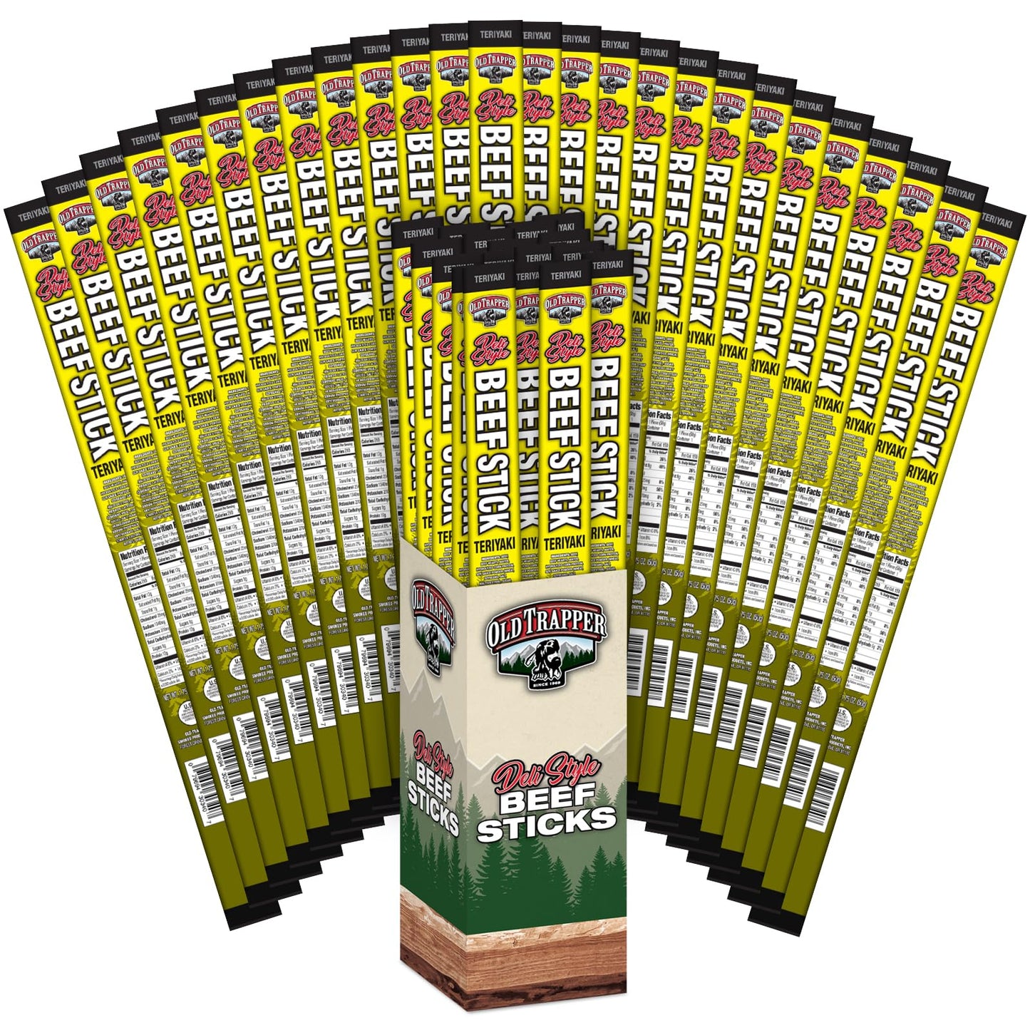 Old Trapper Deli-Style Sausage Sticks, Teriyaki Flavor, 1.75-Ounce Individually Wrapped Packages, 10 Grams Of Protein Per Servin