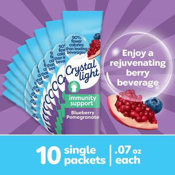 Crystal Light Pure Immunity Blueberry Pomegranate Drink Mix, 10 On-the-Go Packets, 0.7 oz - Refreshing Hydration Booster