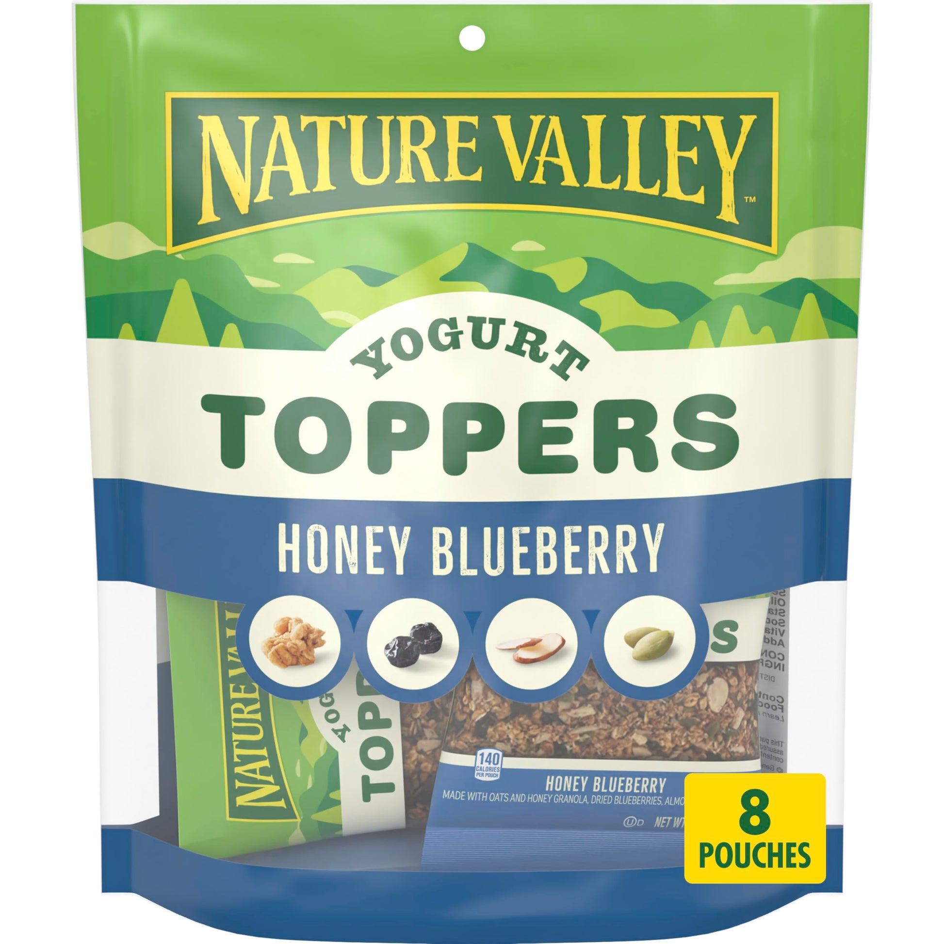 Nature Valley Yogurt Toppers, Honey Blueberry, 8 Pouches, 8.4 oz