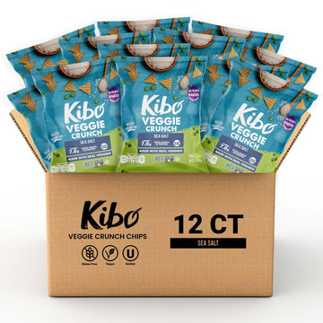 Kibo Veggie Chips Sea Salt, Plant-Based Protein, Gluten-Free, Non-GMO, Vegan-Friendly, 3D Triangles, Crunchy, Made with Real Veg