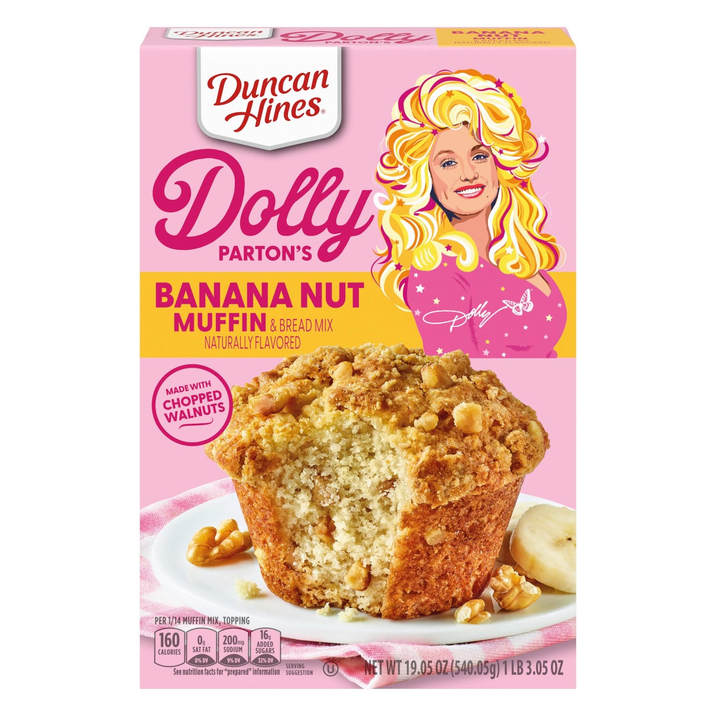Duncan Hines Dolly Partons Banana Nut Flavored Muffin & Bread Mix, 19.05 oz.