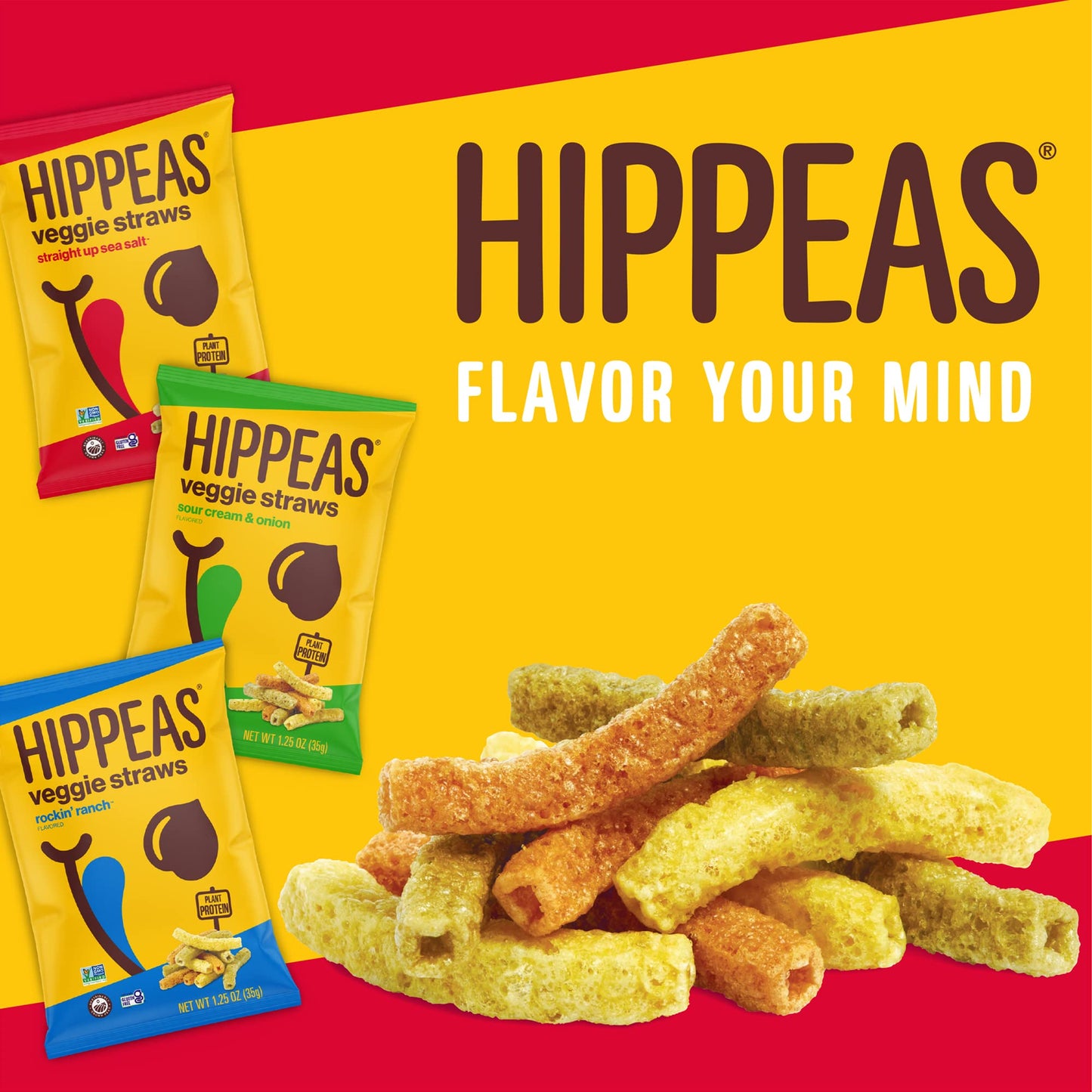Hippeas Veggie Straws + Sour Cream & Onion | 3.75 Ounce | Vegan, Gluten-Free, Crunchy, Protein Snacks