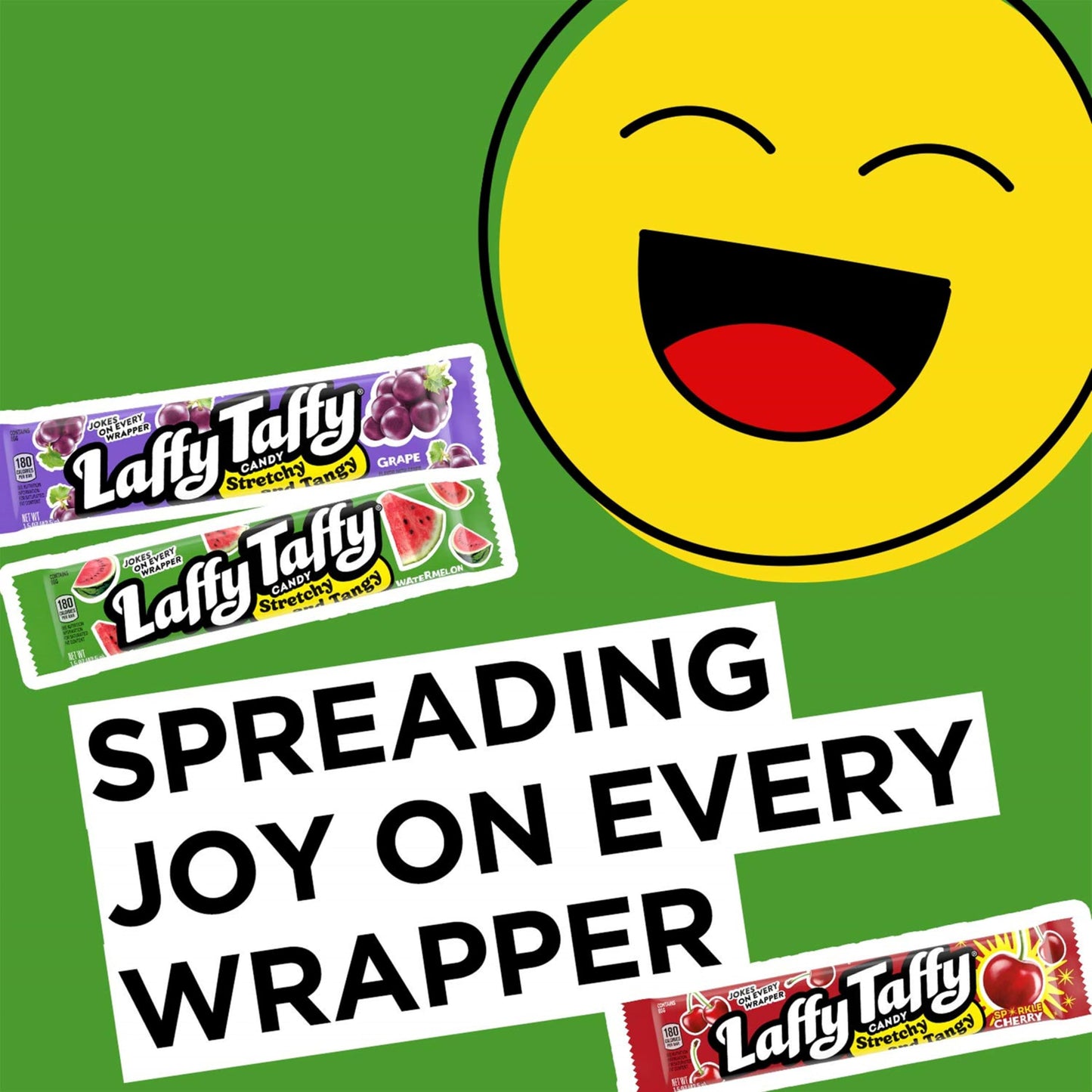 Laffy Taffy Variety Candy Box, 24 Count - Stretchy & Tangy Grape, Watermelon, Cherry Flavors, 1.5 Ounce Bars, Assorted Treats