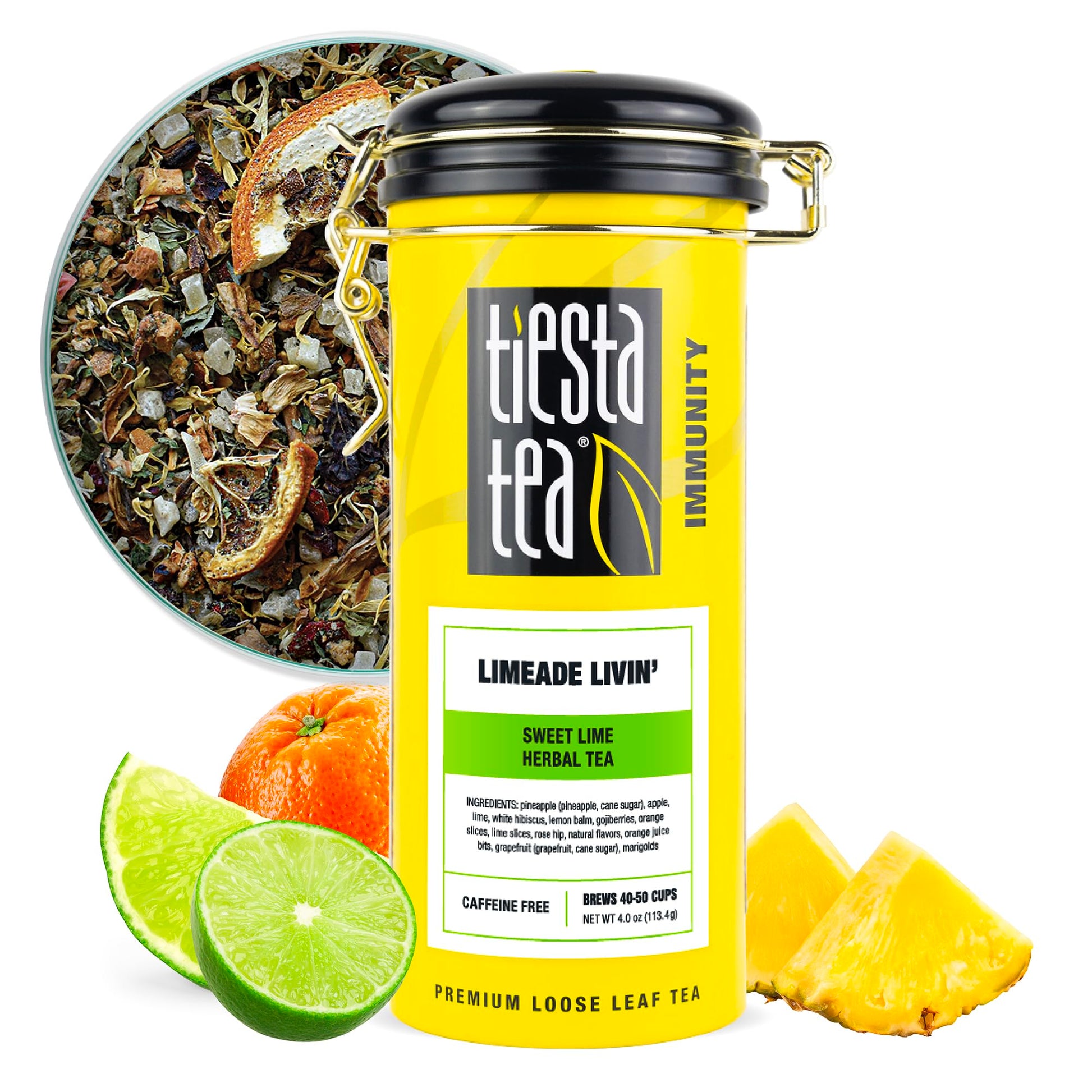 Tiesta Tea Limeade Livin Loose Leaf Herbal Tea - Non-Caffeinated, 4oz Refillable Tin, Makes Up to 50 Cups