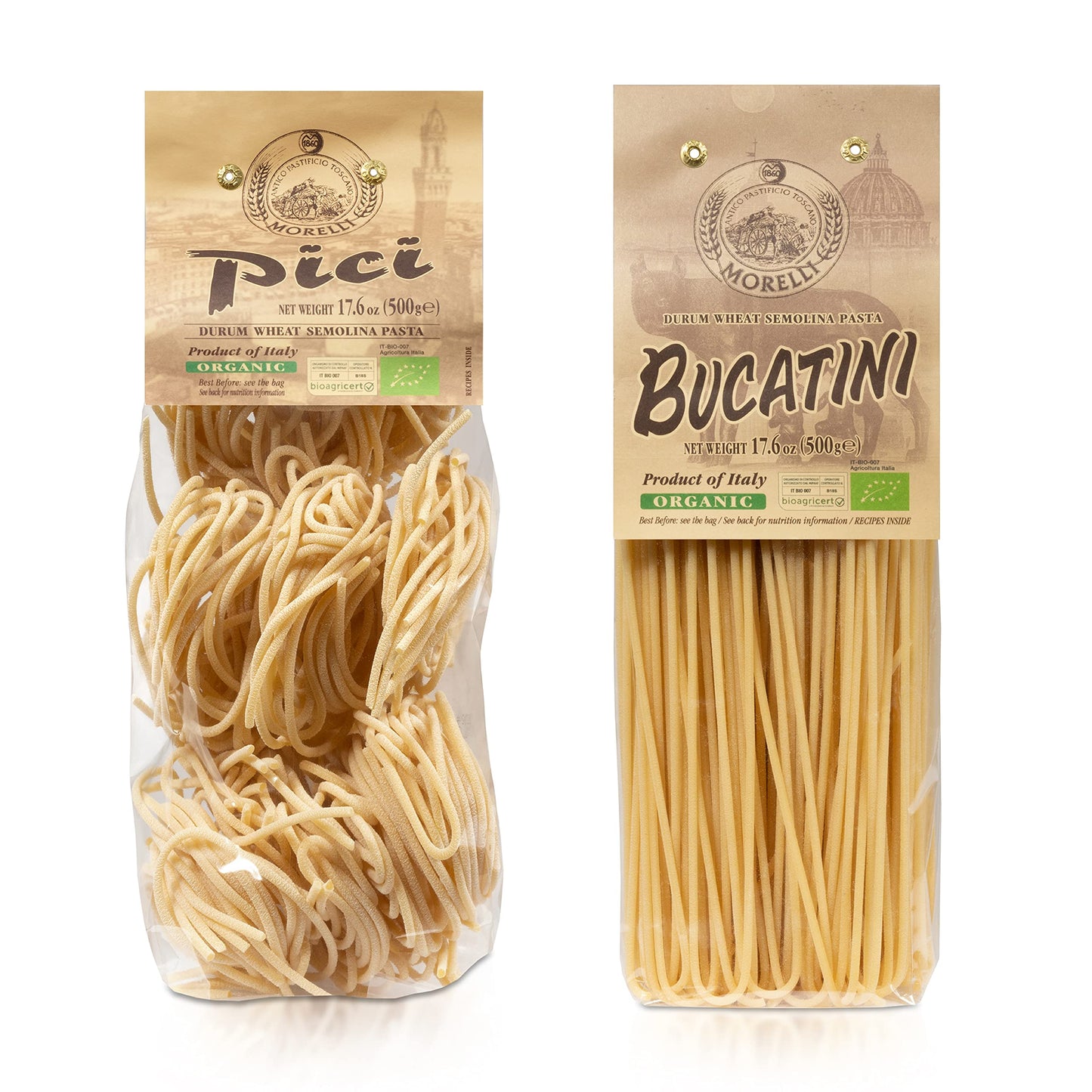 Morelli Gourmet Bucatini And Pici Italian Pasta Variety Pack - Gourmet Pasta From Italy, Imported Italian Pasta Sampler Includes