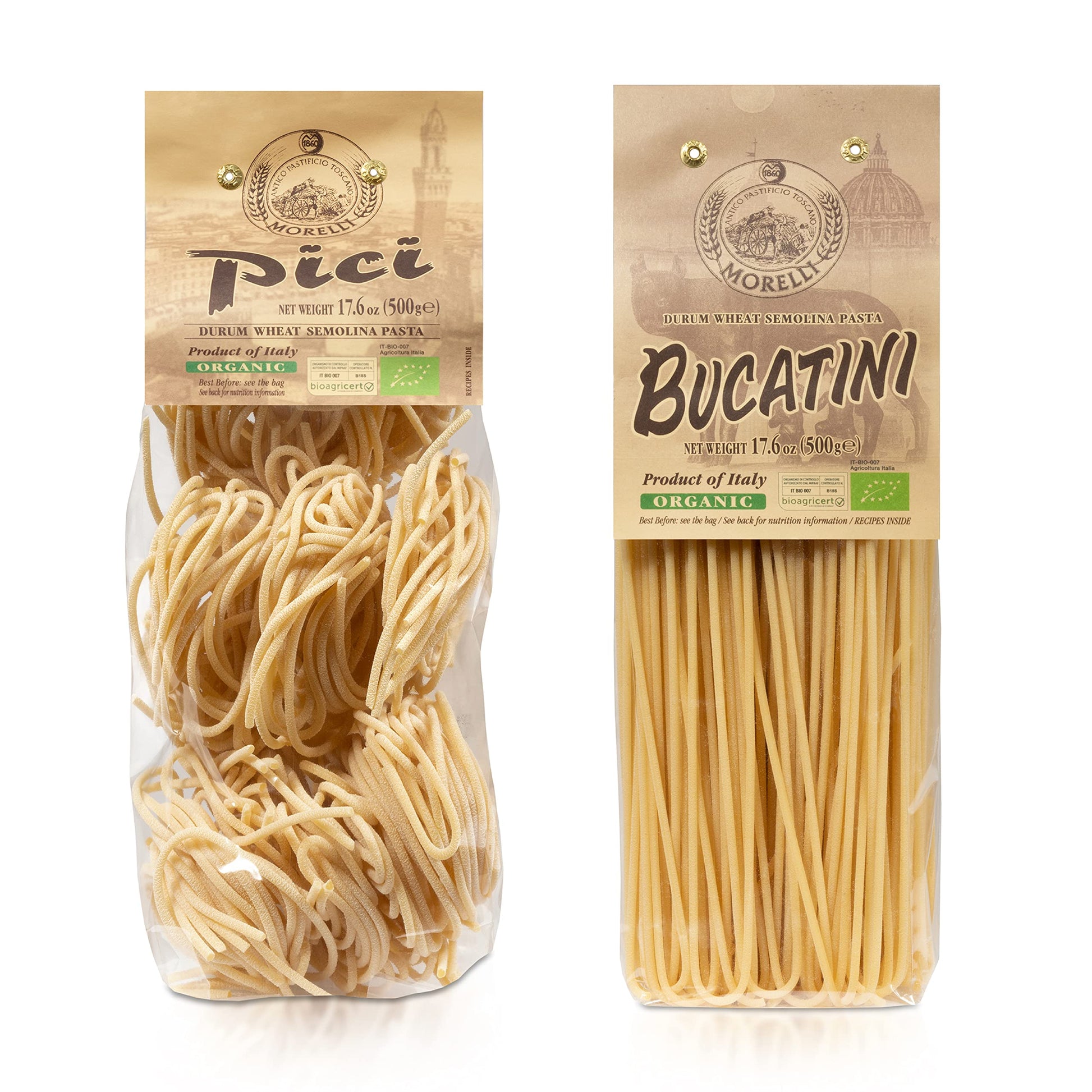 Morelli Gourmet Bucatini And Pici Italian Pasta Variety Pack - Gourmet Pasta From Italy, Imported Italian Pasta Sampler Includes