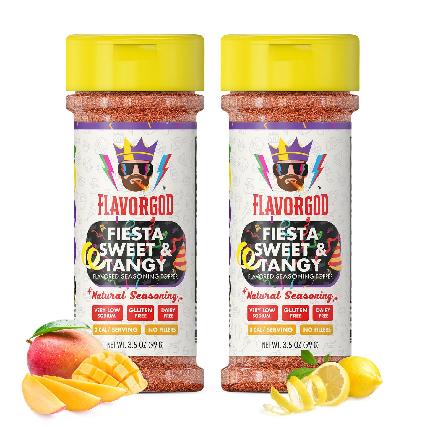 Fiesta Sweet & Tangy Seasoning Mix By Flavor God, Pack Of 2 - Enhanced All Natural & Healthy Spice Blend For Salad, Pasta, & Chicken - Kosher & Low Sodium - Great Flavor Spices And Seasoning Gift
