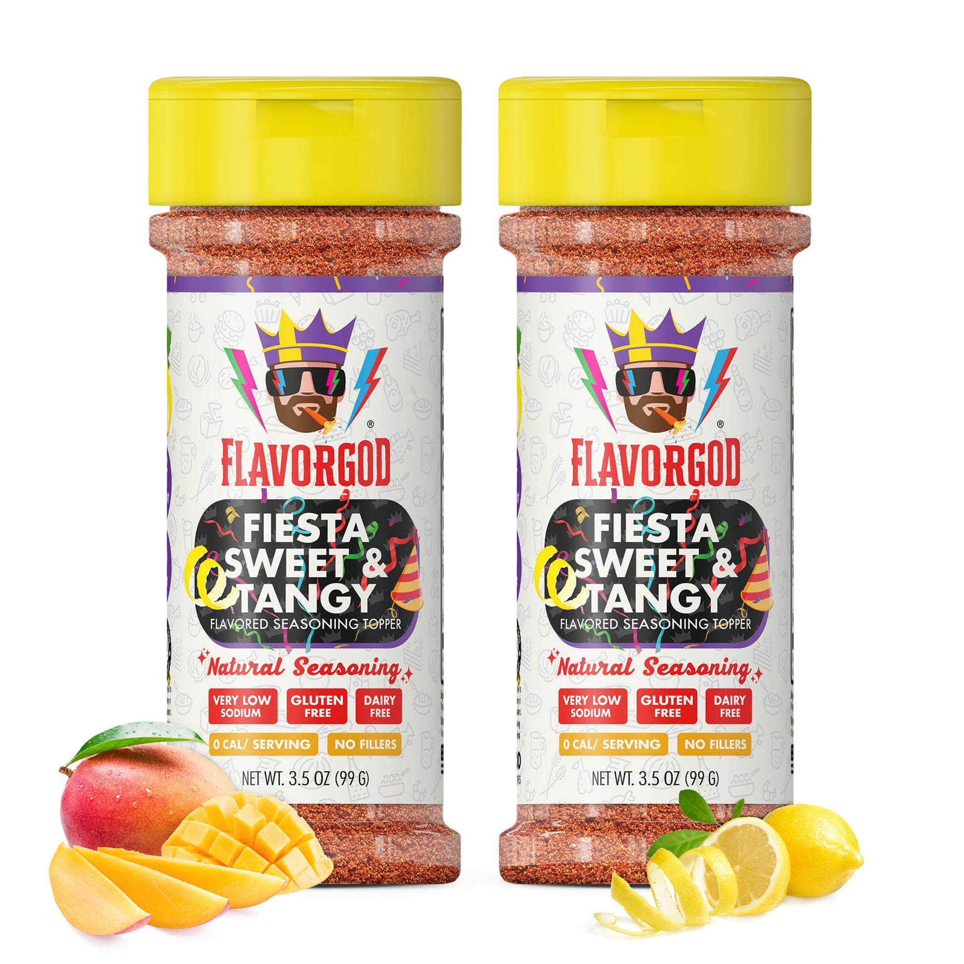 Fiesta Sweet & Tangy Seasoning Mix By Flavor God, Pack Of 2 - Enhanced All Natural & Healthy Spice Blend For Salad, Pasta, & Chicken - Kosher & Low Sodium - Great Flavor Spices And Seasoning Gift