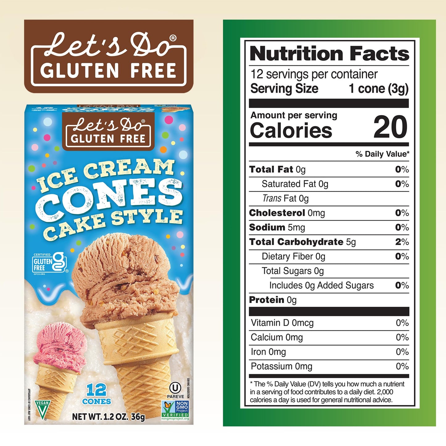 Lets Do Gluten Free Ice Cream Cones - Sugar Cones for Ice Cream, Mini Ice Cream Cones, Ice Cream Cups, Crispy Cones, Mini Cake C